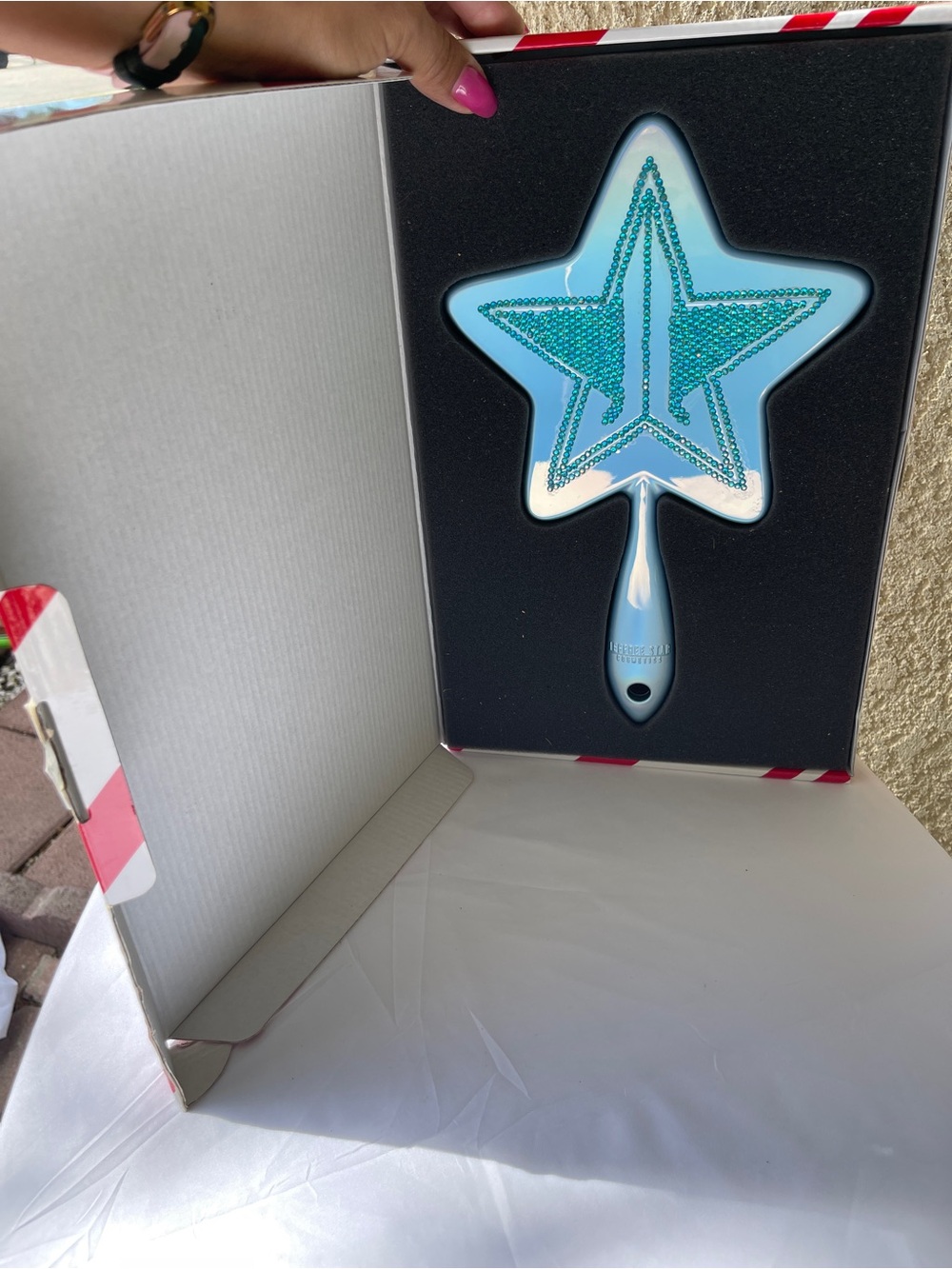 Jeffree Star Aqua Blue Star Mirror with Teal Crystal Inlay